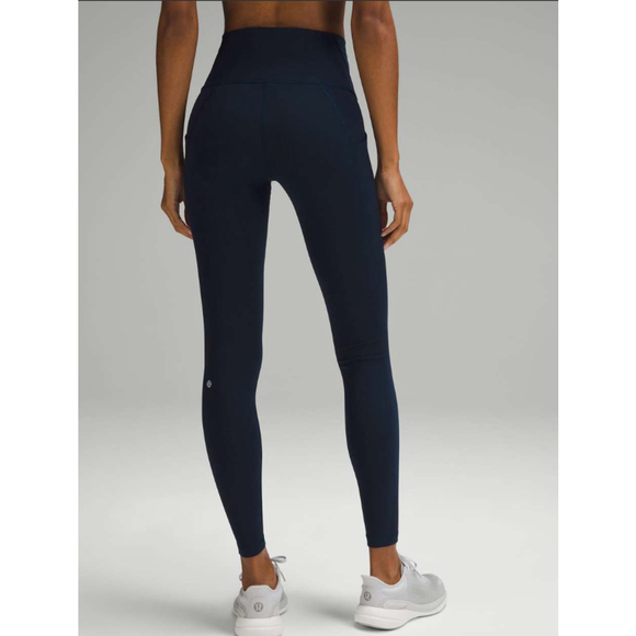 Women's Lululemon Wunder Train HR Tights Pockets Leggings Size 6 Navy Blue 28” - Picture 2 of 10